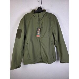 Free Soldier Mens Tactical Softshell Jacket Green Fleece Lined Hooded M